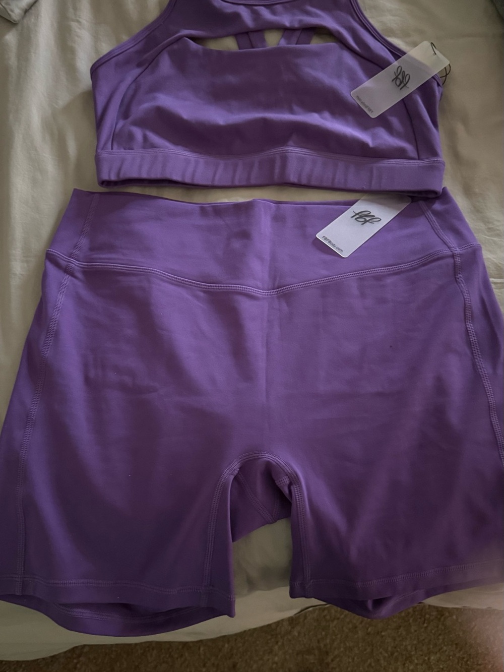 Women’s Purple High-Waist Performance Bike Shorts. FBF Body.